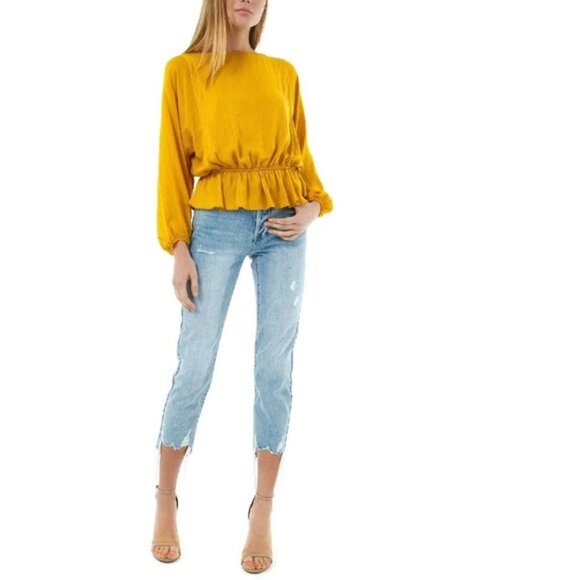 1.STATE Shadow Stripe Dolman Sleeve Peplum Blouse - Picture 3 of 7